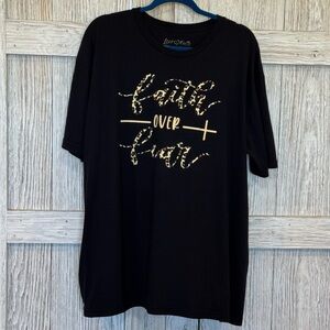 Love in Faith Black Tee with Gold Leopard Print Sz 3X
Faith over fear